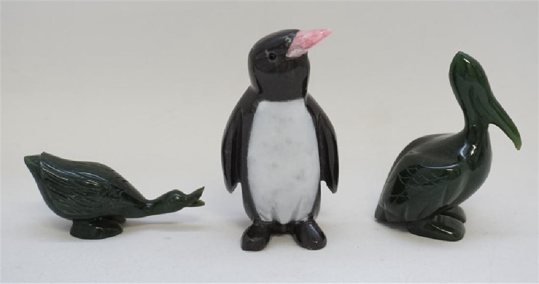3 PC ONYX PENGUIN - EMERALD SOAPSTONE PELICAN & GOOSE (1 of 6)
