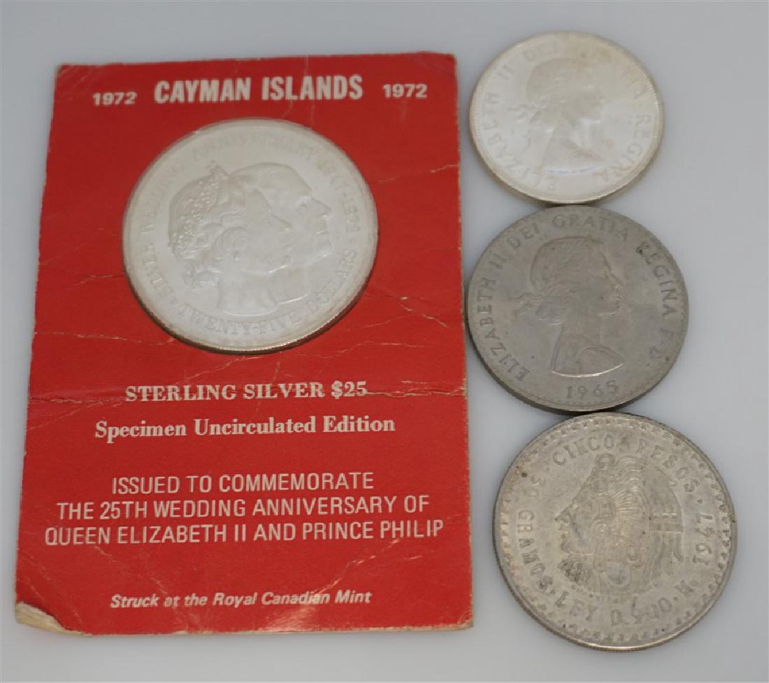 4PC FOREIGN SILVER COINS CAYMAN ISLANDS - ENGLAND (1 of 6)