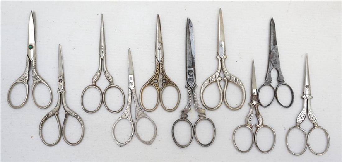 10 ANTIQUE / VINTAGE SEWING SCISSORS (1 of 6)
