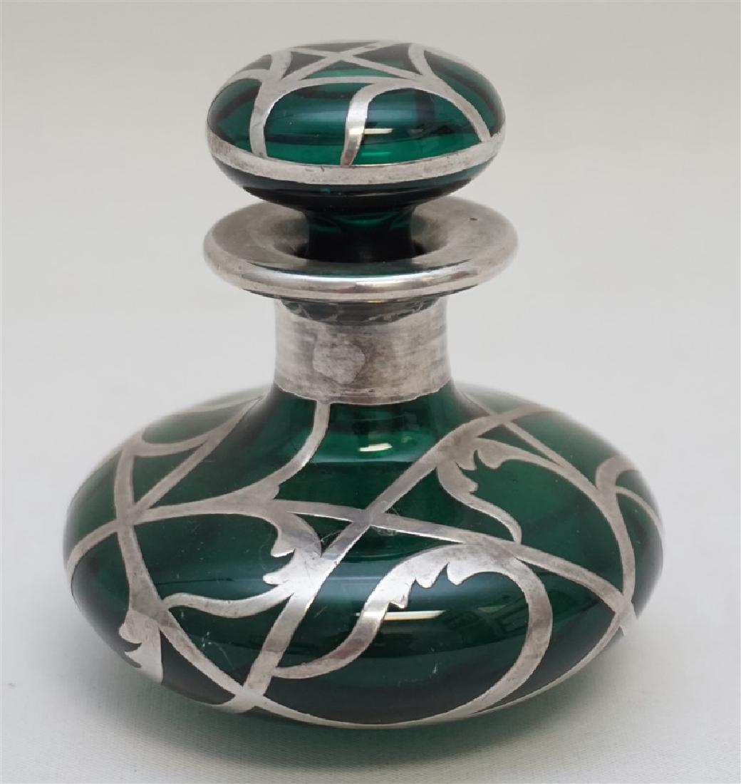 ART NOUVEAU PERFUME BOTTLE SILVER OVERLAY (1 of 6)