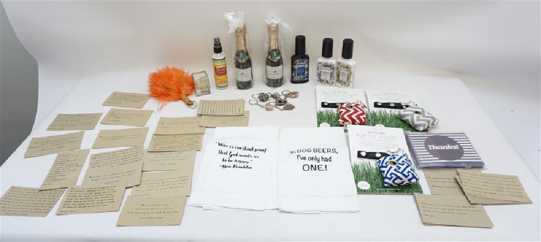 21 PC GIFT LOT NEW - GEODE KEYCHAINS - CANDLES +: 21 Piece Gift Lot, all new, perfect for holiday gift giving and entertainment. 1- 3 Bottles of Poo-Pourri (perfect for that certain someone in the office). 2- 1 Bottle of Shoe-Pourri. 3- Group of Insp