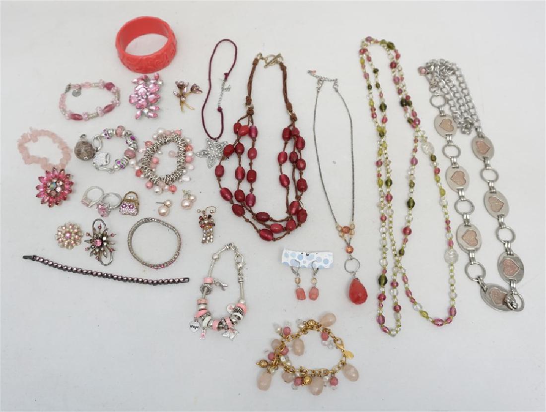 25 pc VINTAGE PINK COSTUME JEWELRY (1 of 7)