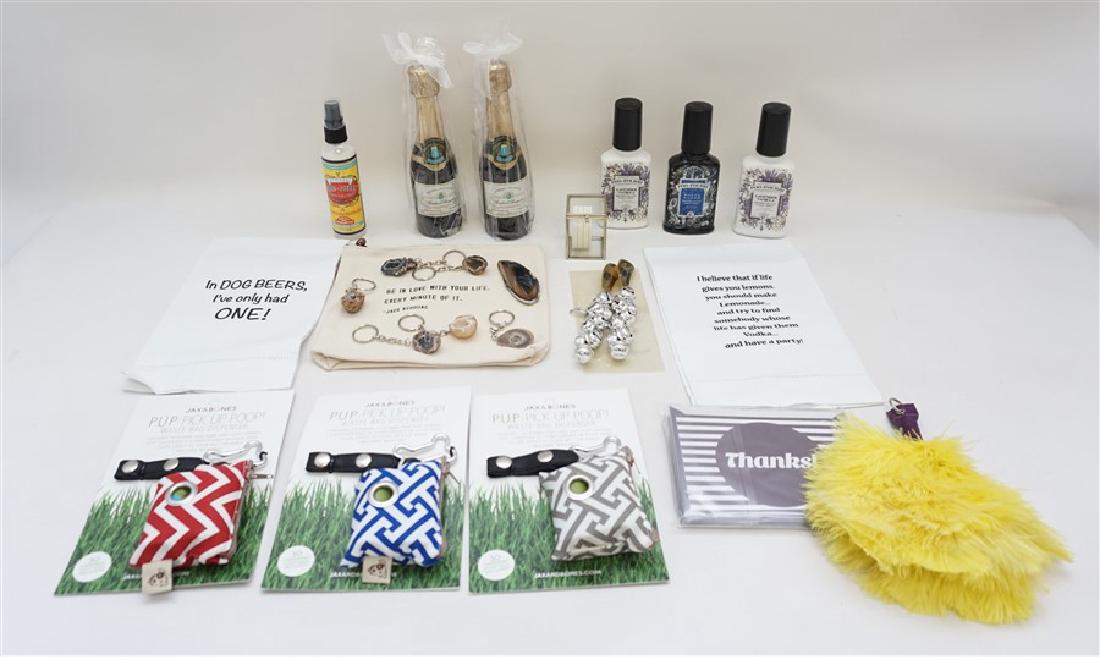 20 PC GIFT LOT NEW - GEODE KEYCHAINS - CANDLES +: 20 Piece Gift Lot, all new, perfect for holiday gift giving and entertainment. 1- 3 Bottles of Poo-Pourri (perfect for that certain someone in the office). 2- 1 Bottle of Shoe-Pourri. 3- 2 Silver Bell