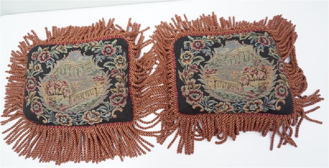 MATCHED PAIR ANTIQUE PETIT POINT PILLOWS (1 of 6)