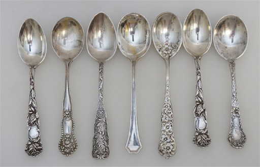 7 antique ornate sterling
