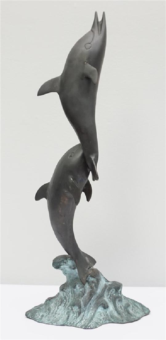 BRONZED DOUBLE DOLPHIN STATUE (1 of 10)