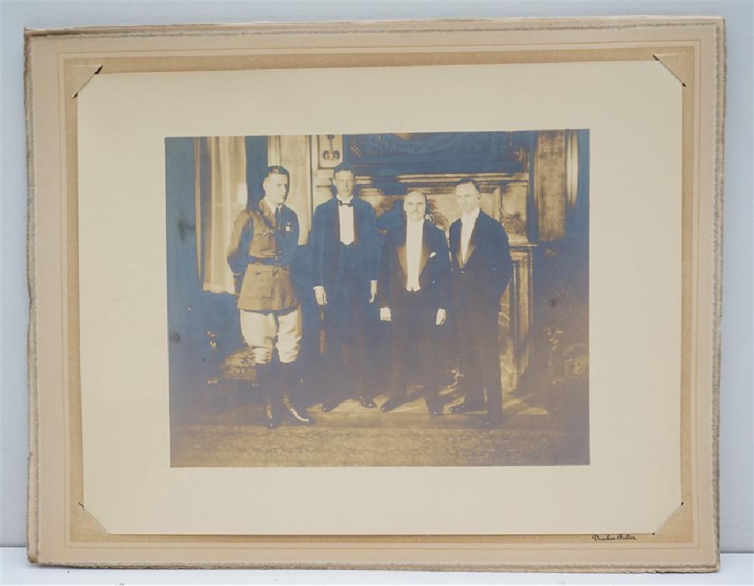 CHARLES LINDBERGH & LESTER MAITLAND: Original Large Photograph of Charles Augustus Lindbergh and Lester James Maitland along with two other Gentleman. The photograph is circa 1927 and was taken by the well know photography firm of Drucke