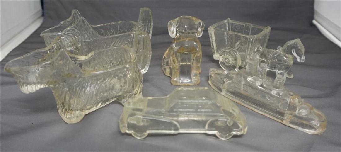 6 FIGURAL GLASS CANDY CONTAINERS - CREAMERS (1 of 5)