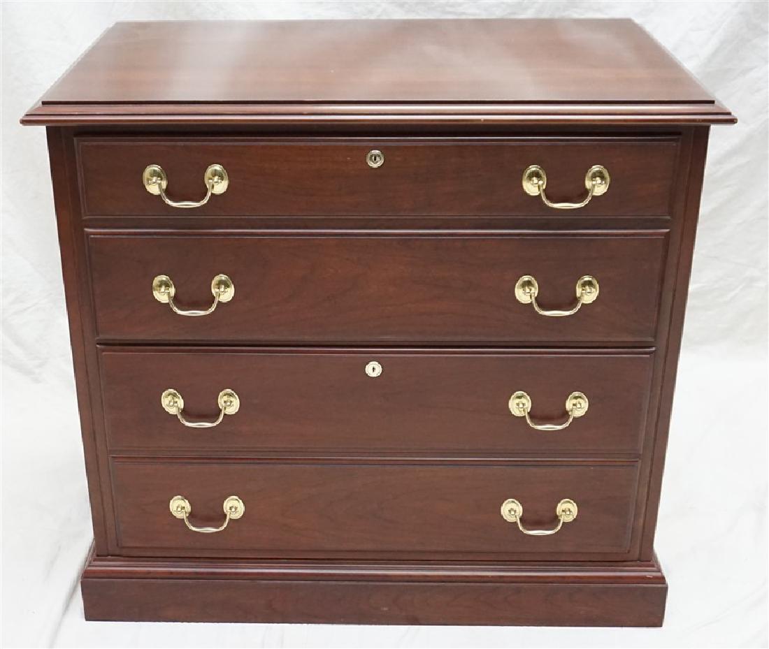 HARDEN 2 DRAWER FILING CREDENZA: Good Quality Harden Two Drawer Cherry Finish Lateral Filing Credenza. Locking, with keys. In excellent condition. Measures 34"x20"x28" Tall. PROVENANCE: A Charleston SC Private Estate. ***Pickup only 