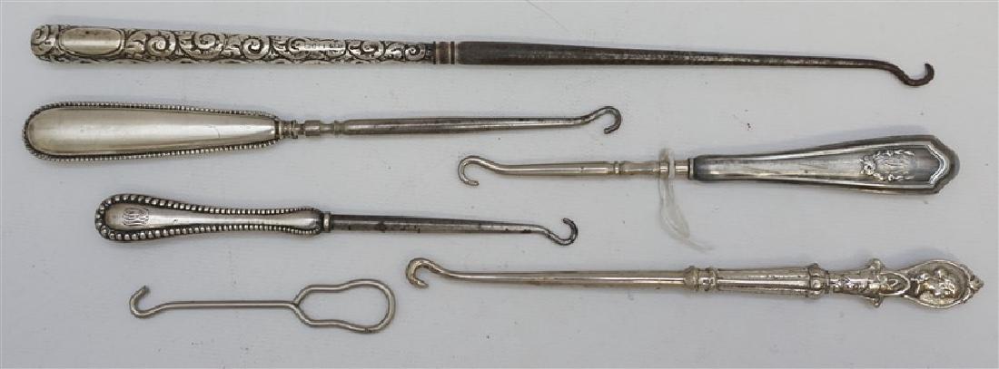 6 ANTIQUE BUTTON/BOOT HOOKS STERLING + (1 of 5)