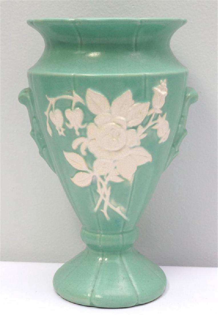LARGE WELLER POTTERY CAMEO VASE ROSE (1 of 8)