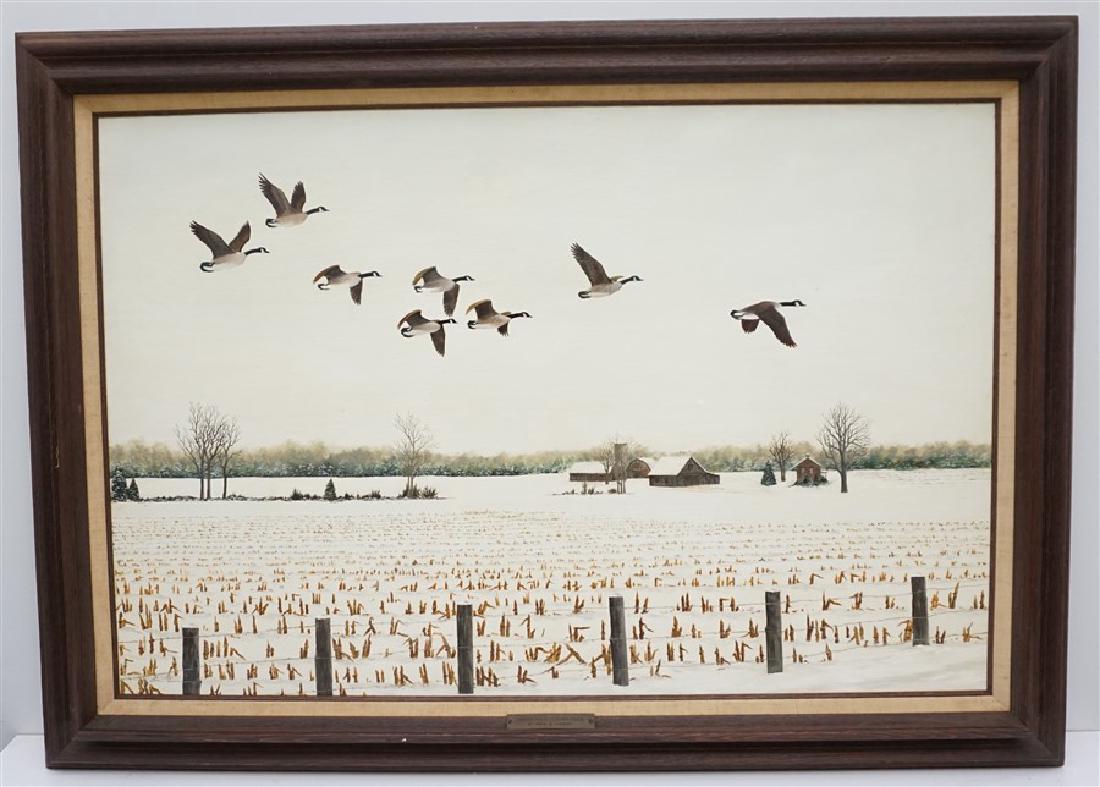 OIL ON BOARD WINTER FLIGHT CANADIAN GEESE (1 of 11)