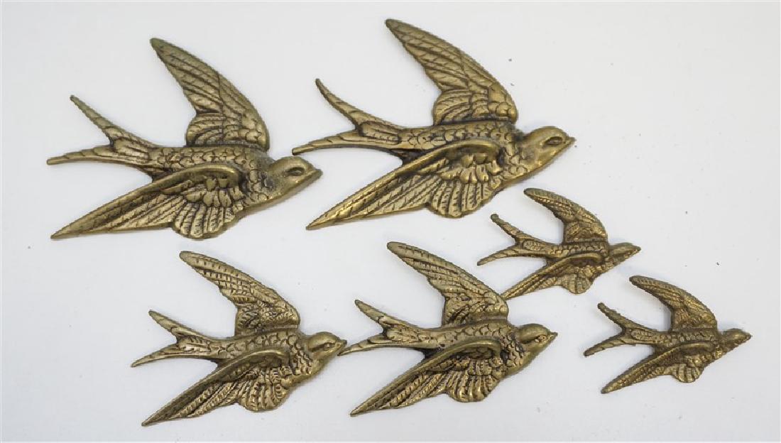 6 ENGLISH BRASS 1940's SWALLOWS WALL ART (1 of 6)