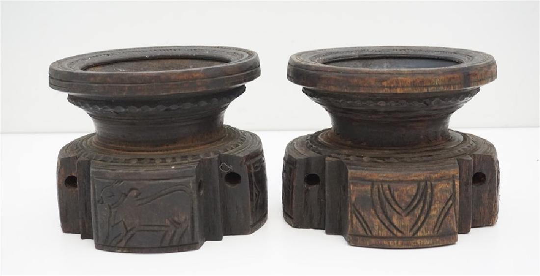 ANTIQUE PAIR CARVED WOOD SEEDERS (1 of 6)