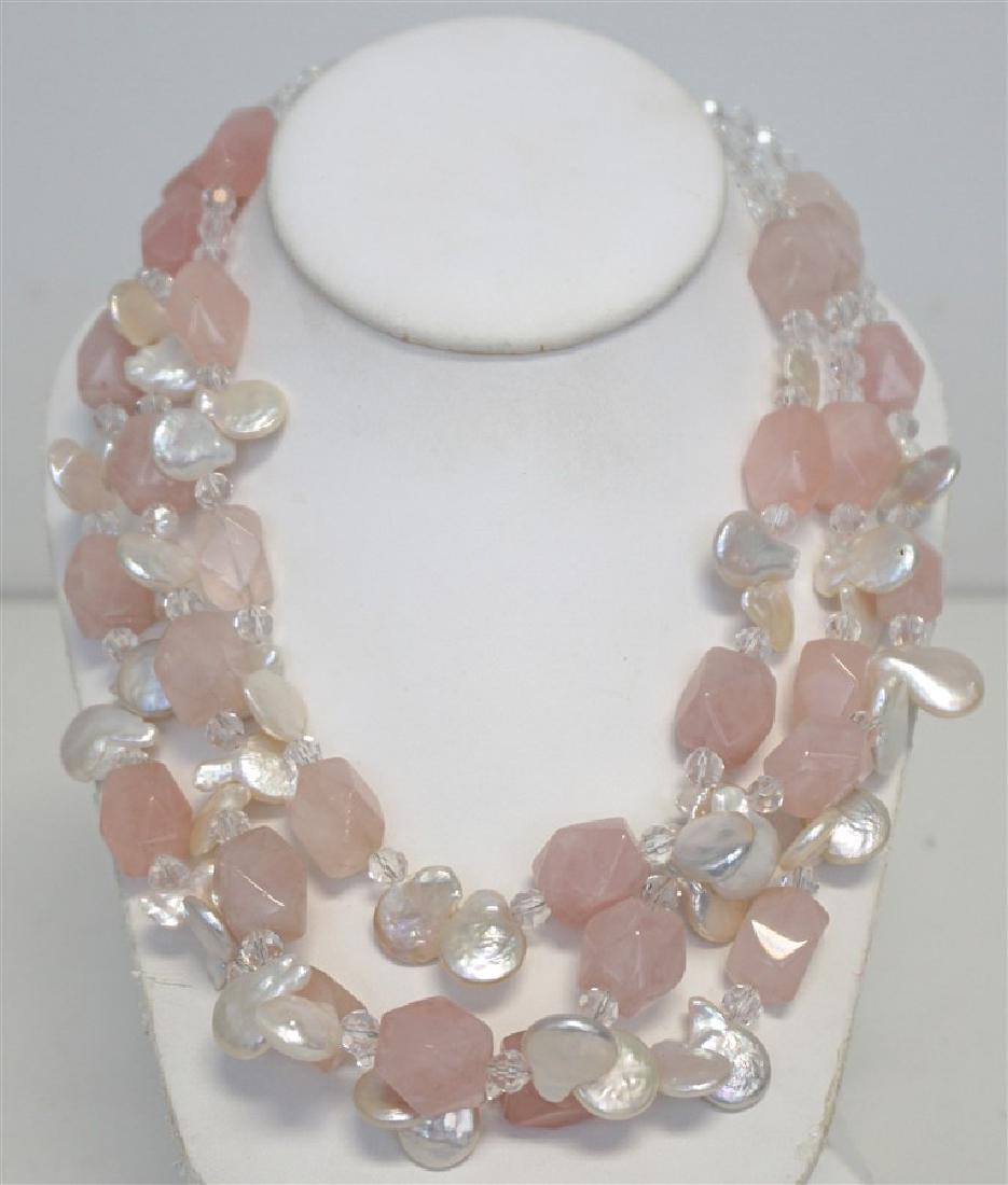 PINK QUARTZ & MOP STATEMENT NECKLACE (1 of 7)