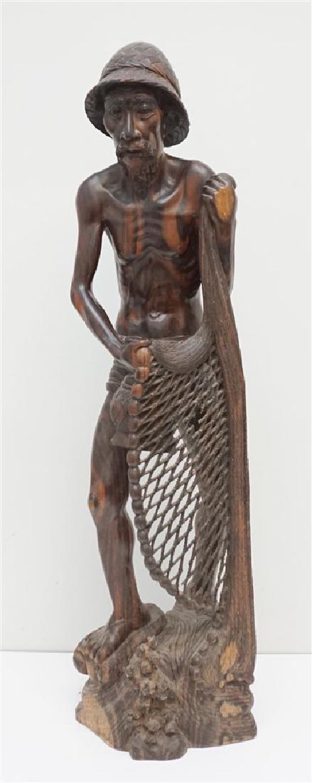 LARGE SONO WOOD CARVED FISHERMAN (1 of 10)