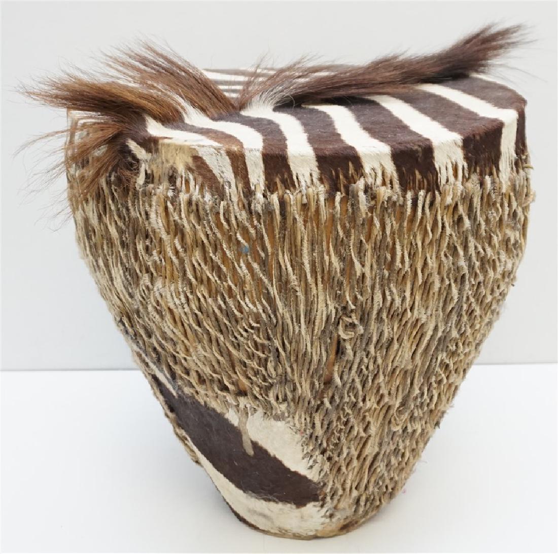AFRICAN TRIBAL ZEBRA SKIN COVERED DRUM (1 of 8)