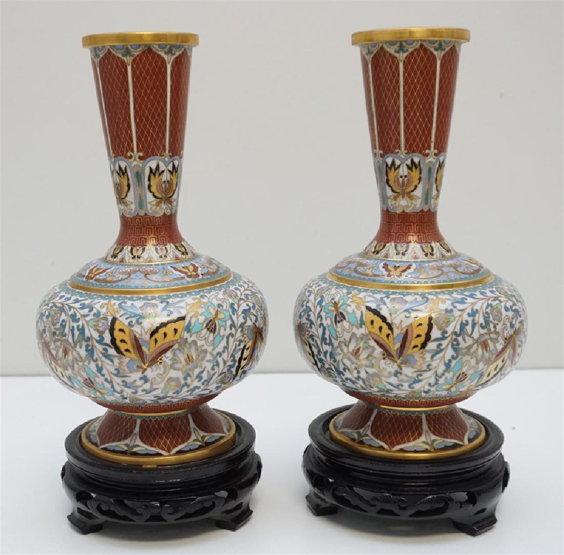 PAIR CHINESE CLOISONNE VASES (1 of 10)
