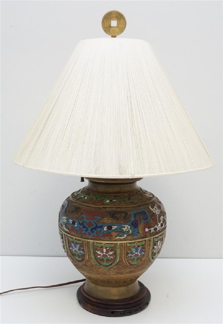 JAPANESE BRONZE CHAMPLEVE LAMP (1 of 11)