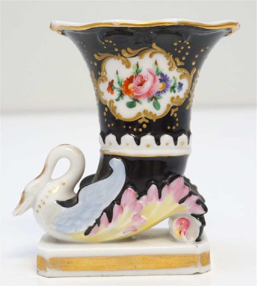 JACOB PETIT SWAN CORNUCOPIA VASE (1 of 9)