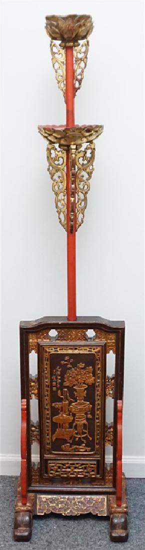 19th c CHINESE TEMPLE TALL 64" CANDLE STAND (1 of 11)
