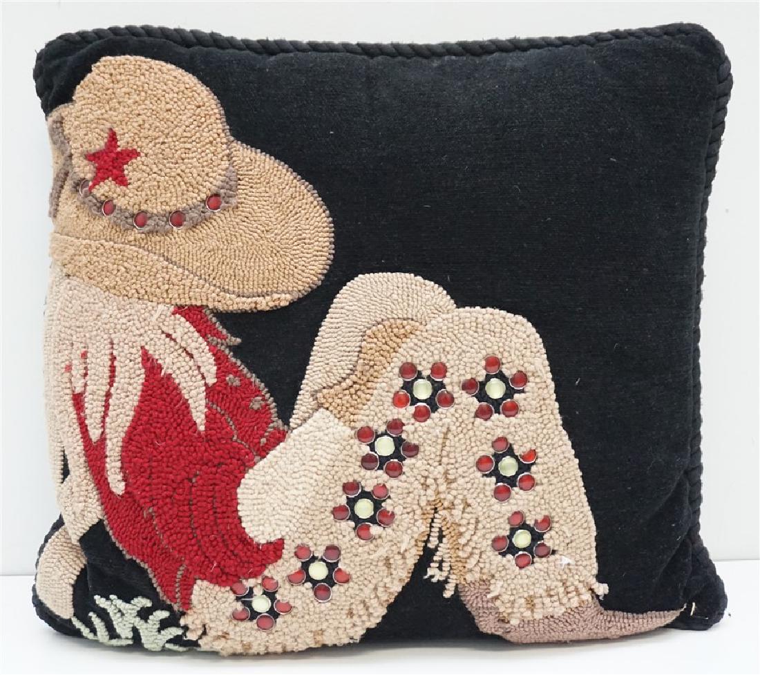 HAND HOOKED COWGIRL PILLOW (1 of 6)