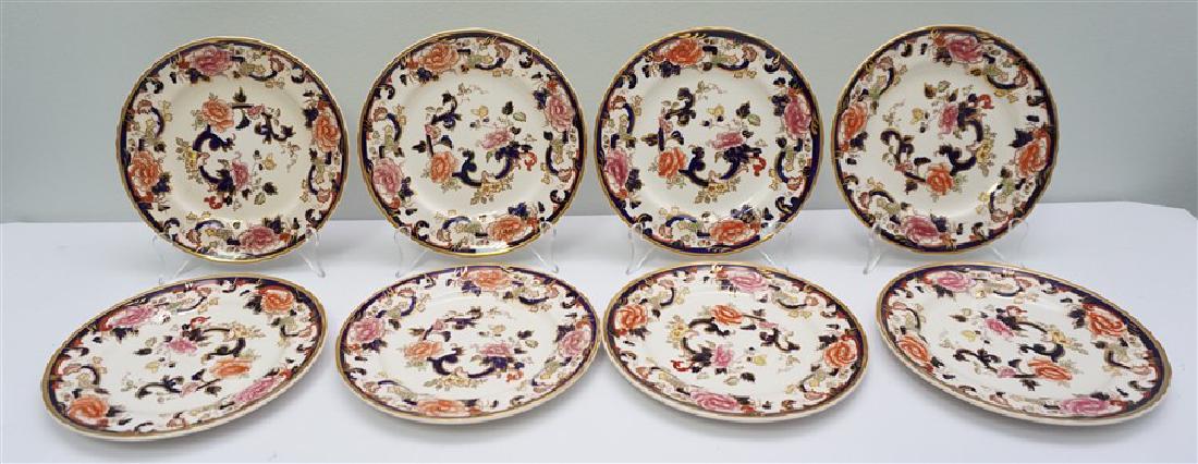 8 MASONS MANDALAY SALAD PLATES: Masons Ironstone Mandalay set of 8 Salad Plates. Hand decorated in 22 carat Gold. Good condition. PROVENANCE: A Charleston South Carolina Private Estate. Mason's Ironstone was made by the English pott