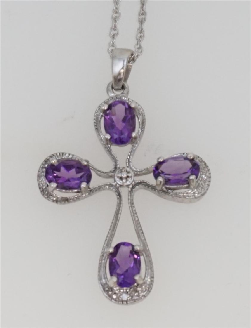 STERLING SILVER AMETHYST CROSS (1 of 6)