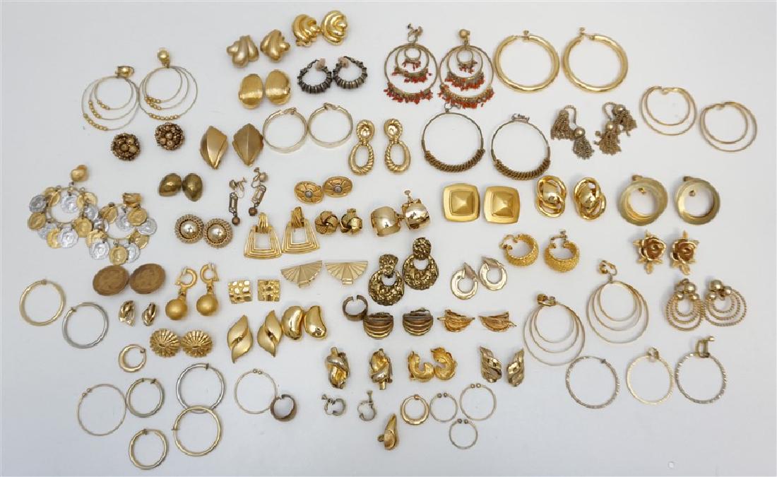 52 VINTAGE ESTATE CLIP ON EARRINGS: 52 Pairs of Vintage Estate Costume Jewelry Clip On Earrings. Makers include Napier, Kenneth Jay Lane, Les Bernard, Erwin Pearl, David Hill, Vendome, Lewis Segal, Trifari and more Weight on all 2 pds.