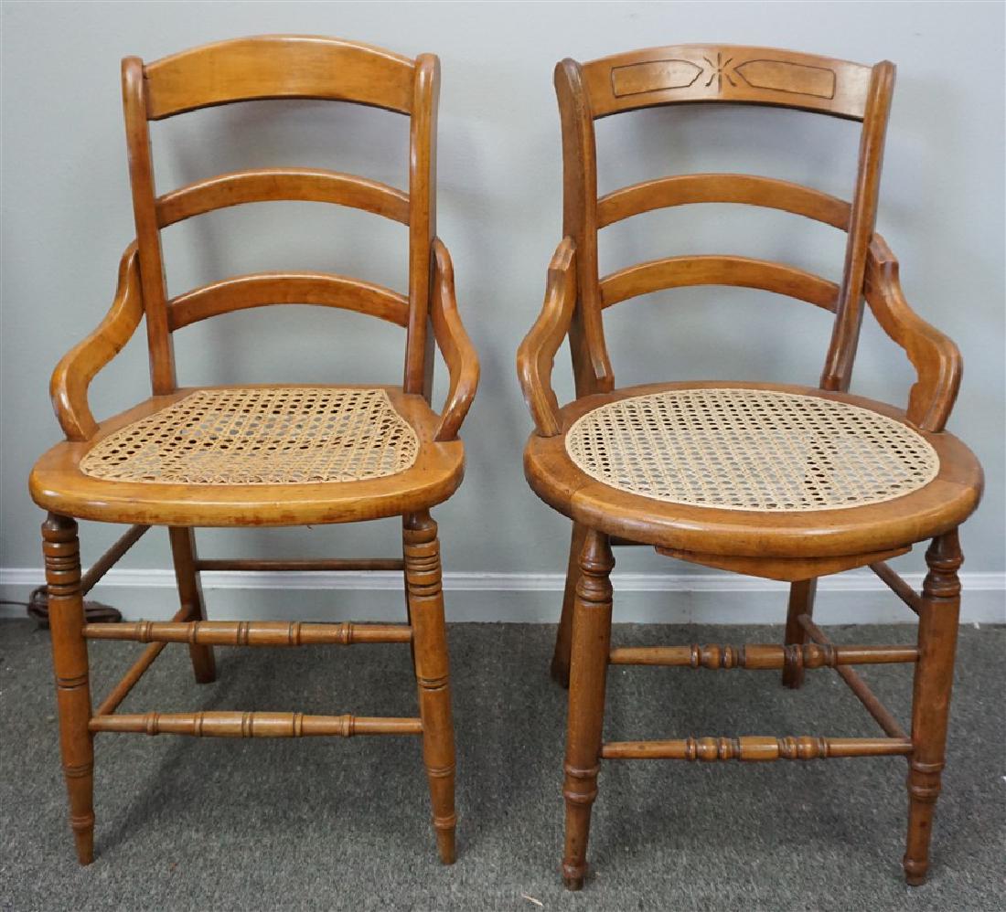 2 VINTAGE OAK CANED SIDE CHAIRS