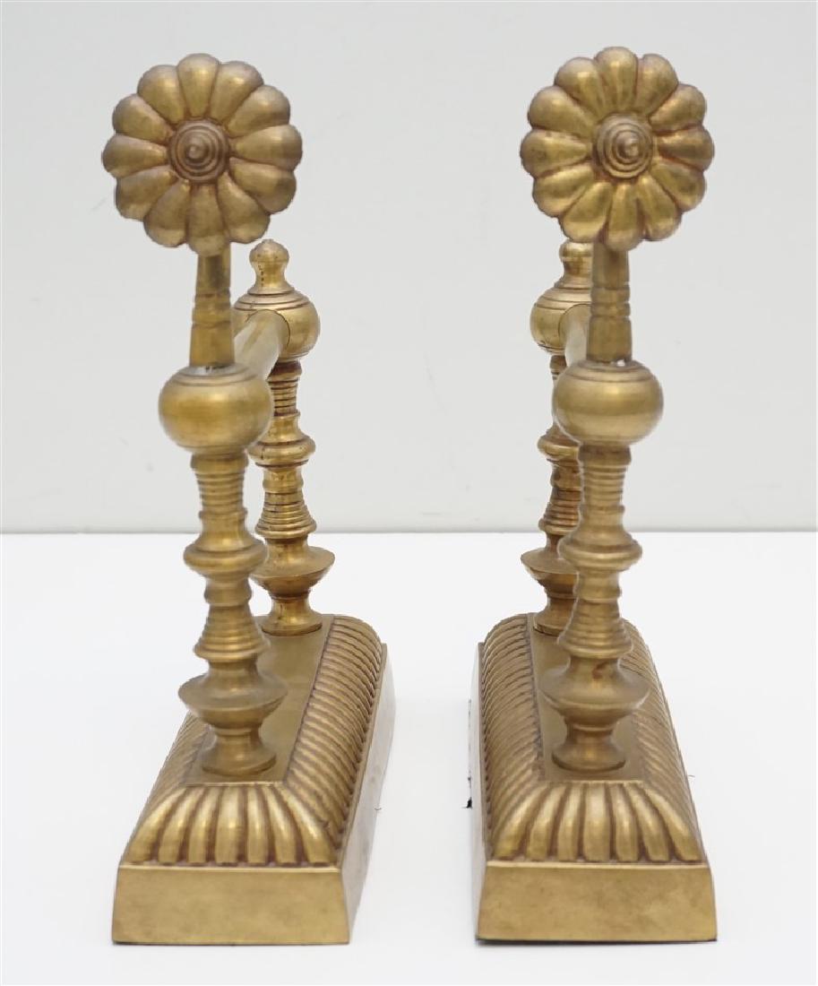 PAIR ENGLISH BRASS FIRE DOGS (1 of 6)