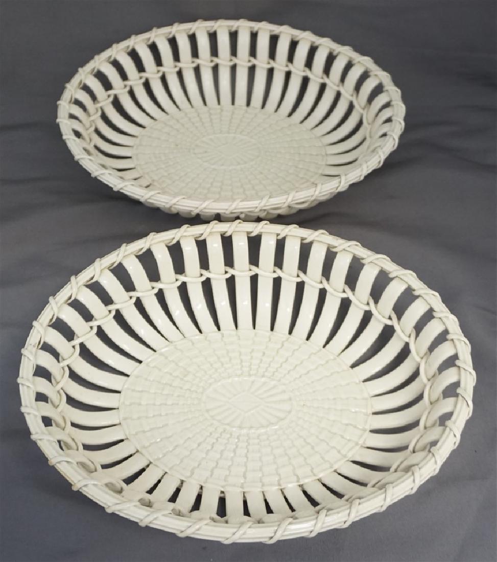 PAIR 1830 LEEDS CREAMWARE CHESTNUT BASKET (1 of 7)