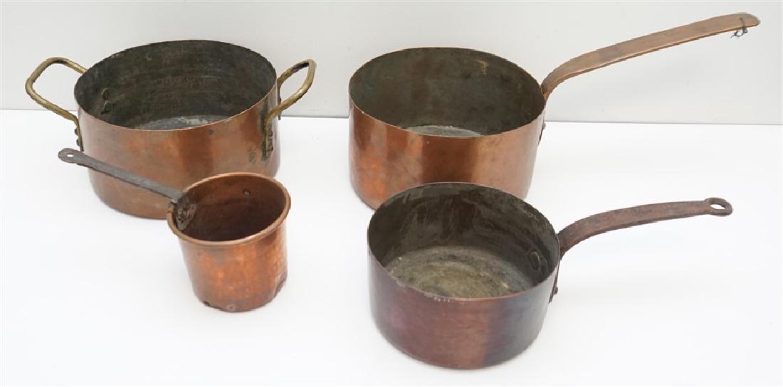 4 FRENCH ANTIQUE COPPER POTS (1 of 6)