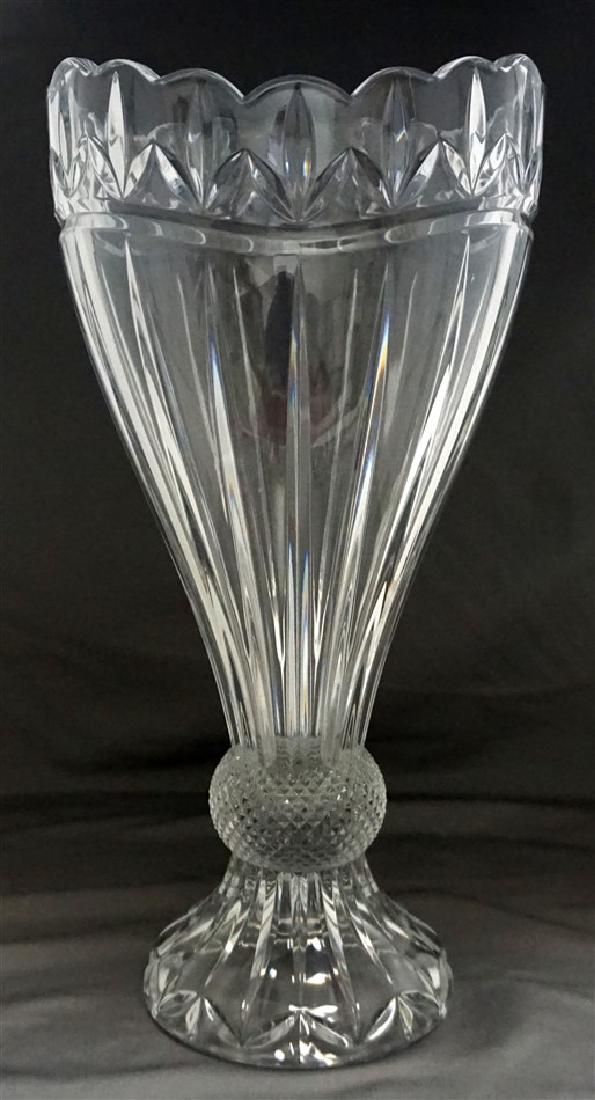 GODINGER SHANNON 14" CRYSTAL VASE: Godinger Shannon 14" Footed Vase "Olympia". 24% Lead Crystal. Good condition. Measures 7 1/2"x7"x14". Weight 7 pds 3 oz. PROVENANCE: A Private Charleston SC Estate.