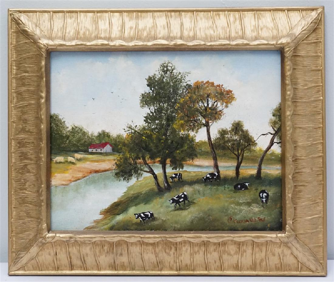 PRIMITIVE / FOLK ART GRAZING COWS - GLORIA NELSON (1 of 7)