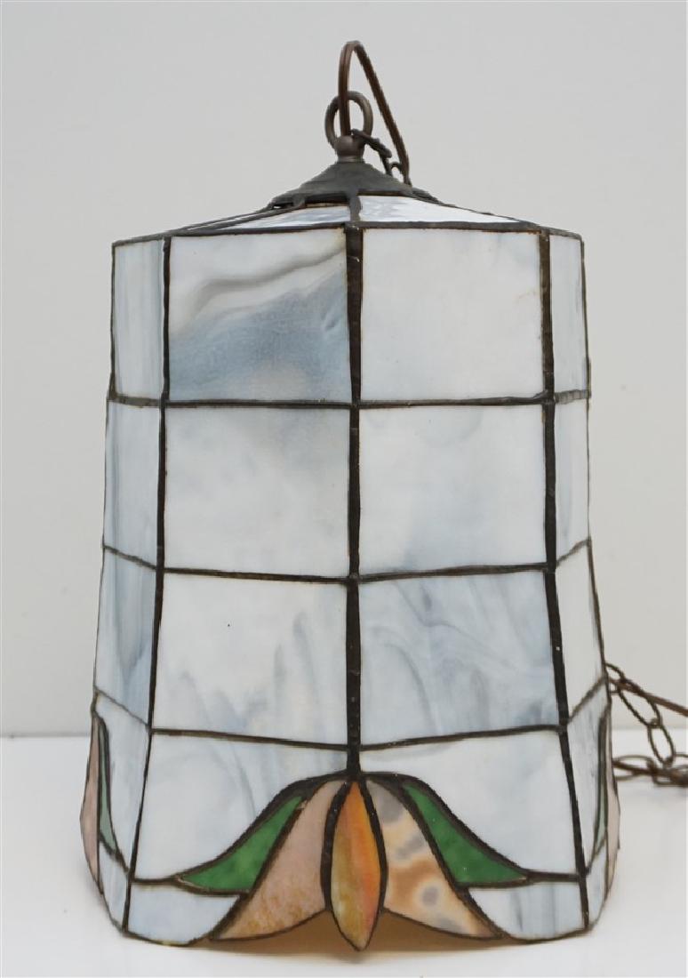 VINTAGE STAINED GLASS PENDANT LIGHT (1 of 10)