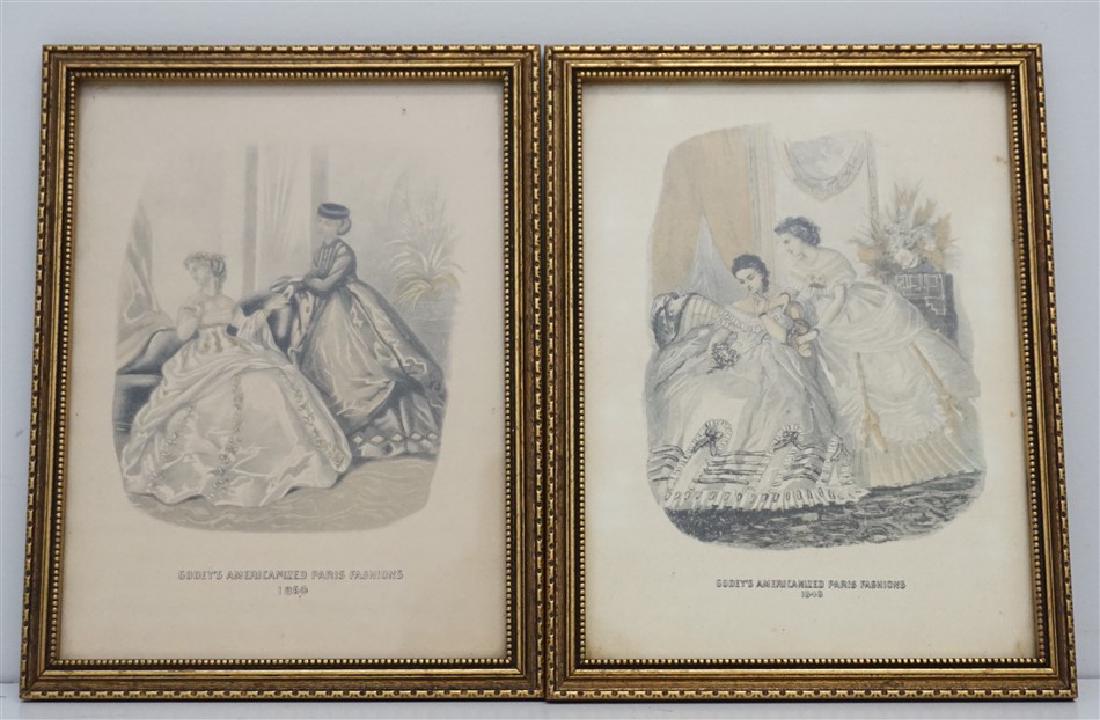 PAIR OF FRAMED GODEY'S FASHION PRINTS (1 of 4)