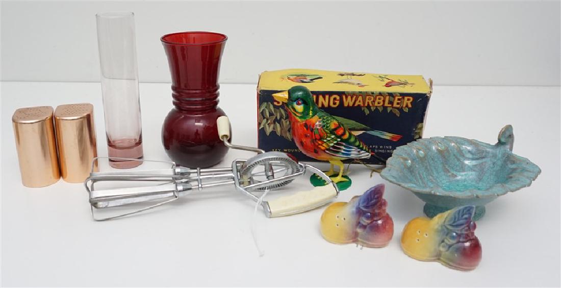 7 pc 1950s TIN TOY - GLASS - CERAMIC (1 of 7)