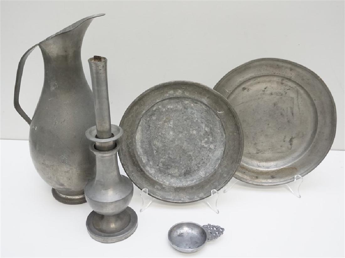 5 pc ANTIQUE PEWTER PUMP LAMP - PITCHER (1 of 9)