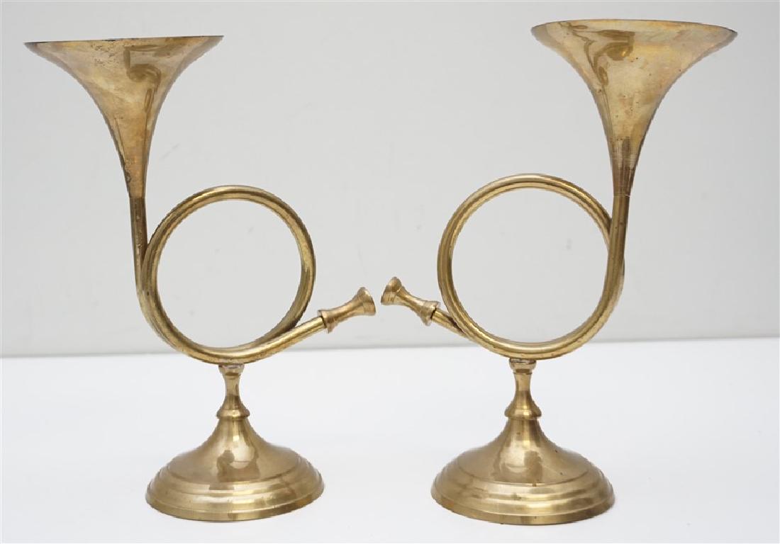 FRENCH HORN BRASS CANDLESTICKS (1 of 7)