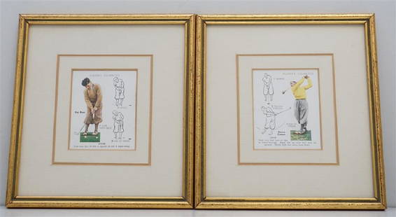 PAIR 1939 FRAMED PLAYER'S CIGARETTES GOLF: Two 1939 Players Cigarettes Golf Cards in attractive gilt frames with double matting. No. 9 Henry Cotton and No. 22 Dai Rees. Both cards in excellent condition. Purchased and framed at Antiquariaat Si