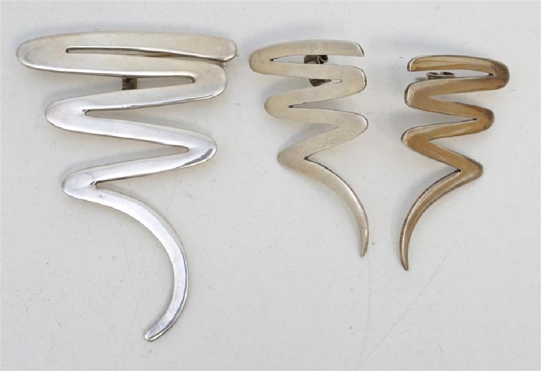 LARGE STERLING DEMI PARURE ZIGZAG BROOCH + (1 of 5)