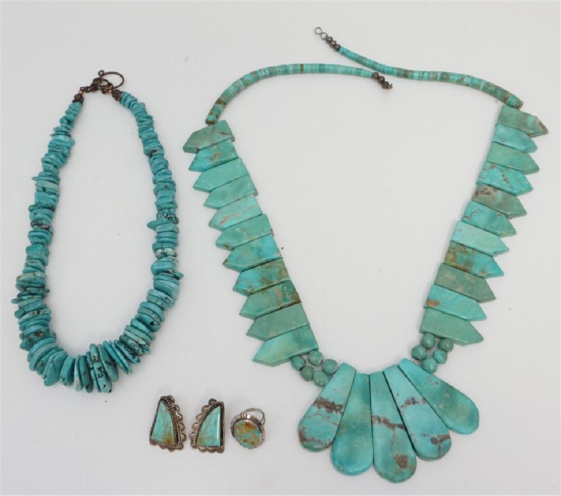 4 PC TURQUOISE HOWLITE STATEMENT JEWELRY (1 of 8)