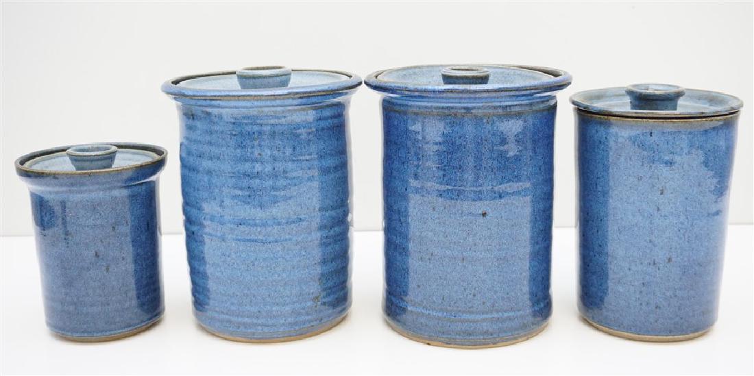 4 HAND THROWN POTTERY CANISTERS (1 of 7)