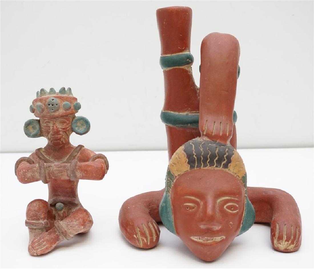 2 pc MAYAN AZTEC TERRACOTTA FIGURES (1 of 7)