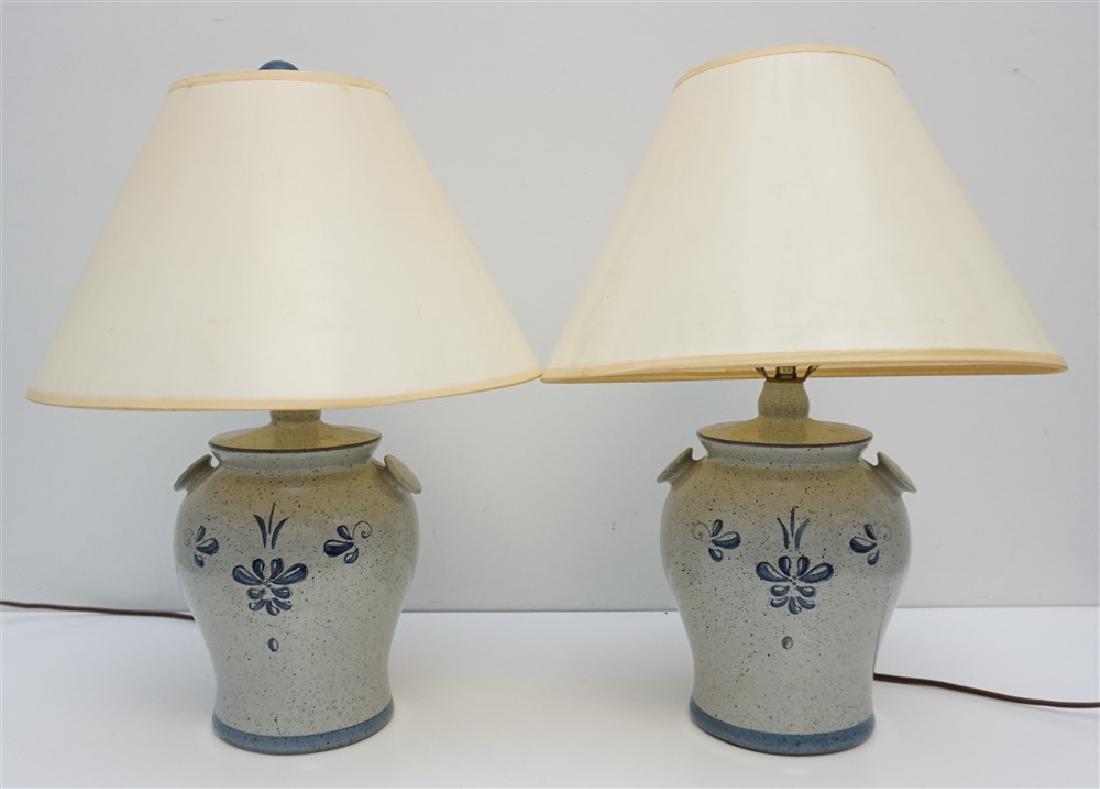 PAIR VINTAGE STONEWARE LAMPS (1 of 6)