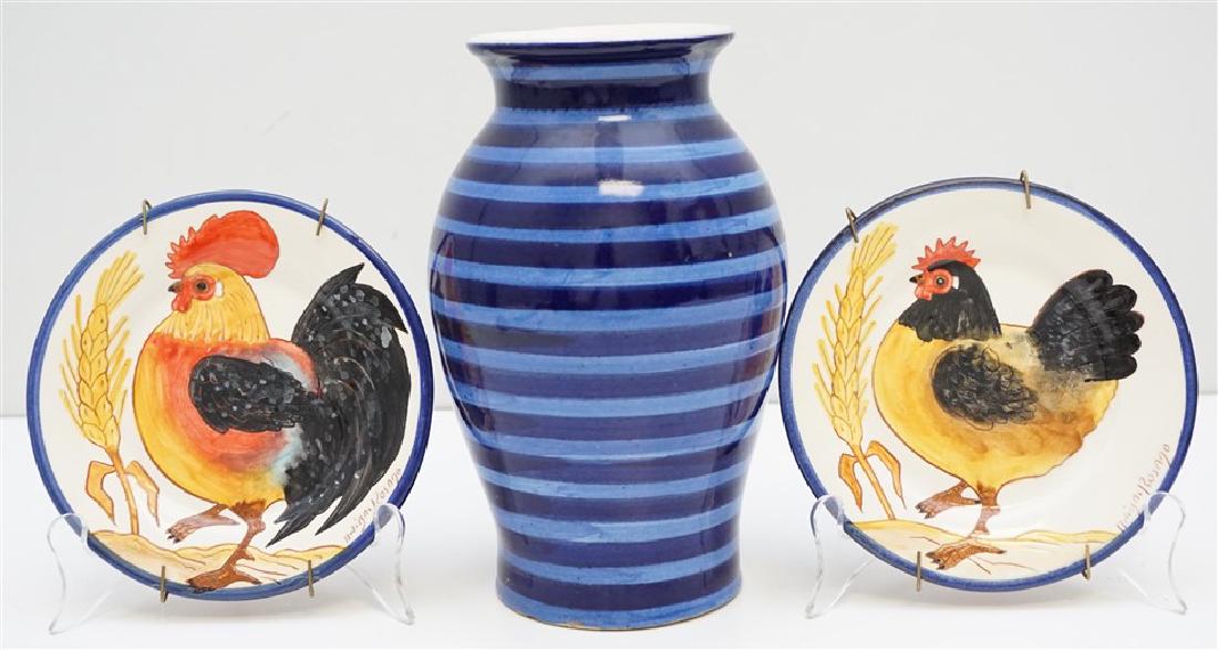3 PC ROOSTER PLATES & VASE (1 of 9)