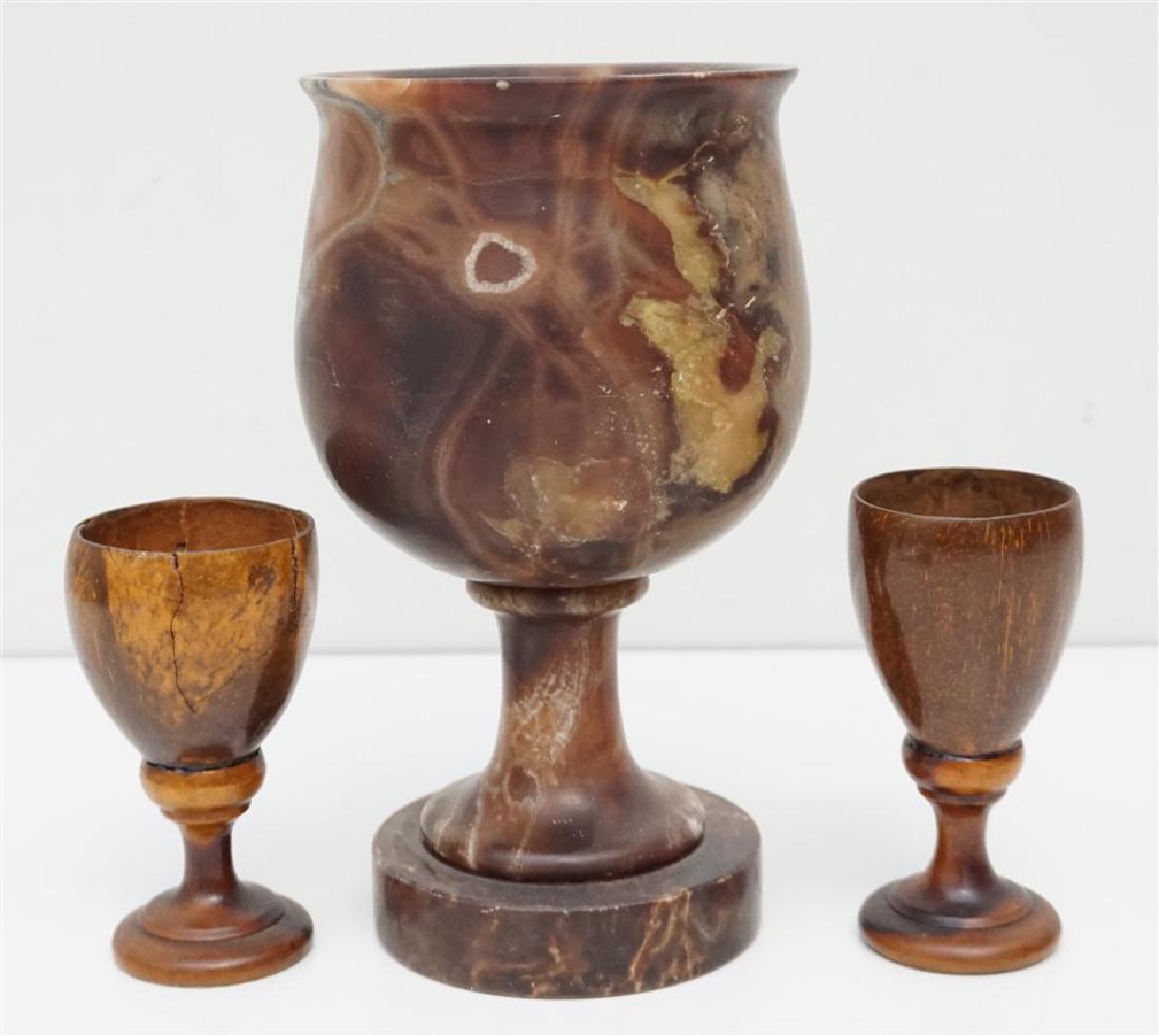 3 STONE PESTLE & TURNED WOOD CUPS (1 of 8)