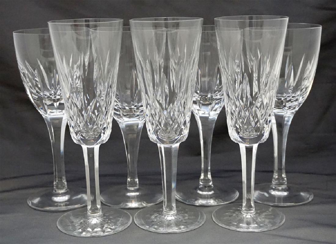7 CUT CHAMPAGNE / WINE GLASSES: 20th c. Good Quality Cut Crystal/Glass 4 Wine Glasses and 3 Champagne Flutes. Excellent condition. Wines 7 3/4: and Champagnes 7 1/4" Weight all 4 pds. 5 oz. PROVENANCE: A Private Charleston SC Estate