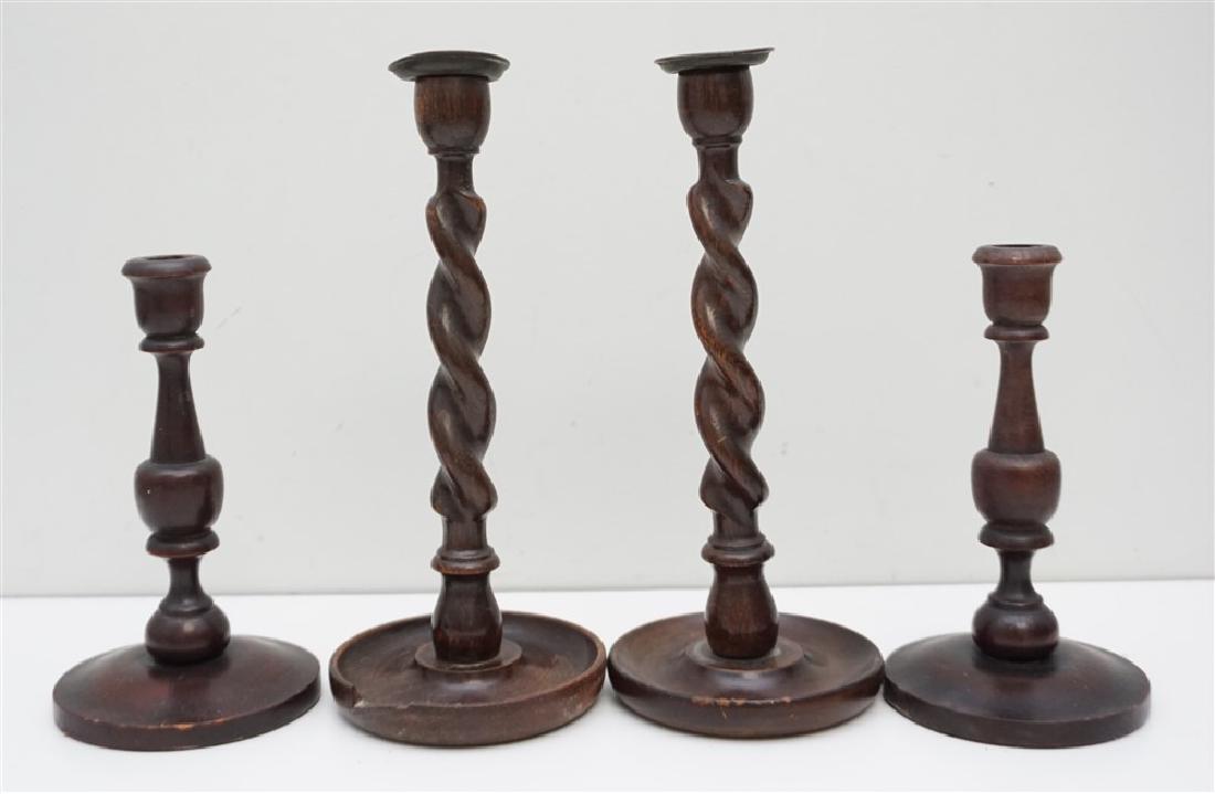2 PAIR TURNED WOOD CANDLESTICKS (1 of 6)